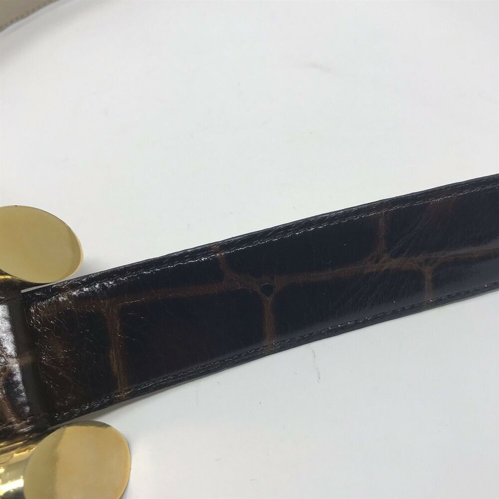 Roberto Dalpra Embossed Belt Brown Genuine Leather Size 36 Women's - Picture 8 of 8